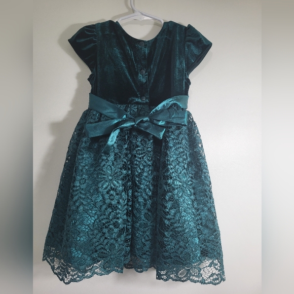Jona Michelle green velvet and lace formal dress girls 4T #2591 - Picture 6 of 6